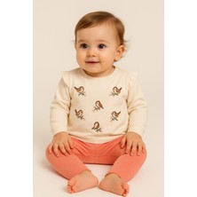 Dinamik çocuk Kız Bebek Kuş Nakışlı Puantiyeli 2li Alt Üst Takım Mevsimlik 2iplik 3-6-9-12AYLIK