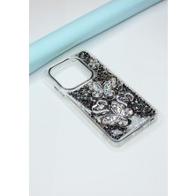 FoxPower Tecno Spark 10 Pro Kılıf Kelebek Desenli Parlak Simli Kapak