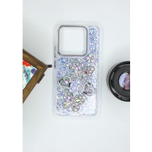 FoxPower Xiaomi Mi 13T Pro Kılıf Kelebek Desenli Parlak Simli Kapak