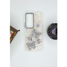 FoxPower Xiaomi Redmi Note 11 / Note 11S Uyumlu Kılıf Kelebek Desenli Parlak Simli Kapak