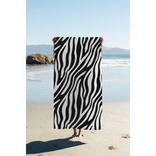 Dolce Mariee Dijital Baskı Plaj Deniz Havlusu Zebra Desenli Peştamal HVL0186