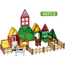 Scntoys Manyetik Yapı Blokları 46 Parça Çocuklar Için Eğitici Oyuncak Manyetik Karo Oyun Seti Çiftlik Temalı