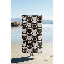 Dolce Mariee Dijital Baskı Plaj Deniz Havlusu Kedi Desenli Peştamal HVL0075