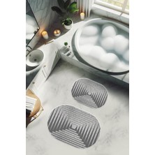 Dolce Mariee Yıkanabilir Kaymaz Tabanlı Modern Desenli 2'li Banyo Paspas Takımı OBPS0009
