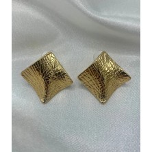 H&S Aksesuar Kadın Dalgalı Kare Küpe