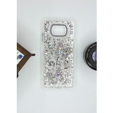 FoxPower Poco X3 Kılıf Kelebek Desenli Parlak Simli Kapak