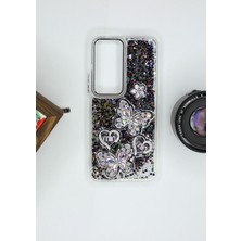 FoxPower Xiaomi Redmi Note 11 / Note 11S Uyumlu Kılıf Kelebek Desenli Parlak Simli Kapak