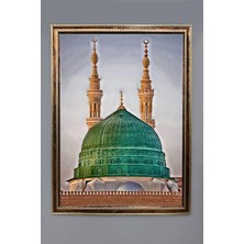 Dolce Mariee Mescidi Nebevi Desenli Dijital Baskılı Kadife Kumaş Çerçeveli Tablo TBL0019