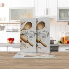 Decovetro Cam Sunum Servis Tabağı 3'lü Dikdörtgen Set Kitchenware Desenli