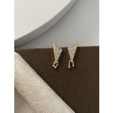 H&S Aksesuar Zirkon Taşlı Özel Tasarım Üçgen Küpe