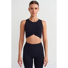 COMEUP Sırtı Delikli Pedli Crop Üst Siyah