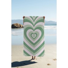 Dolce Mariee Dijital Baskı Plaj Deniz Havlusu Kalpli Desen Peştamal HVL0194