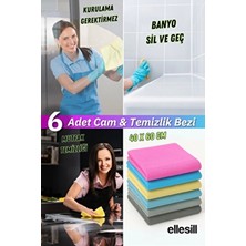 Ellesill 6 Adet Cam Bezi ve Temizlik Bezi 40X60 cm - Açık ve Koyu Renk (2 Paket)