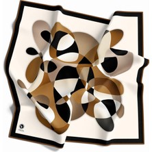 Violla Twill Geometrik Desenli Taba Renkli 90X90 Eşarp (Ipek Içermez) Kenar Dikiş Şekli El Dikişli