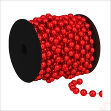 Süsle Bebek ve Parti Zincir Boncuk Makara, 6mm x 8mt - Kırmızı