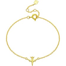 Brezza Lusso Jewelry Gökyüzü Yolcusu 925 Ayar Uçak Figürlü 18K Altın Kaplama Bileklik