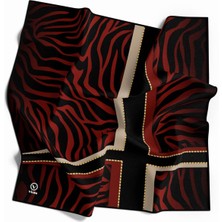 Violla Twill Zebra Desenli Siyah - Bordo Renkli 90X90 Eşarp (Ipek Içermez) Dikim Şekli : El Dikişi