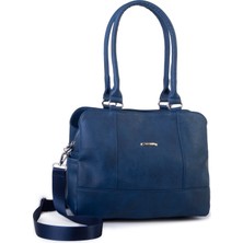  Nas Bag Kadın Büyük Boy Üç Bölmeli Omuz Çantası Lacivert  Raven