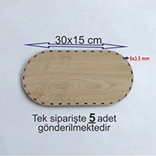 Asude Hediyelik Ahşap Krem 30X15 cm 5 Ad Bambu Tepsi Örgü Plakası Supla Delikli Altlık Tığ Taban Işi Sepet Tabanı