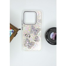 FoxPower Xiaomi Redmi Note 13 4g Kılıf Kelebek Desenli Parlak Simli Kapak