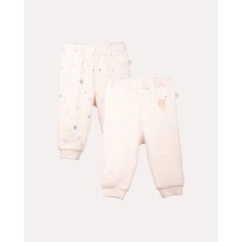 Hoogie 2'li Octopus Desenli %100 Organik Pamuk Bebek Pantolon - Ekru
