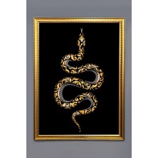 Dolce Mariee Yılan Figürlü Dijital Baskılı Kadife Kumaş Çerçeveli Tablo TBL0062