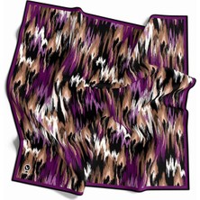 Violla Twill Fırça Desenli Mürdüm Renkli 90X90 Eşarp (Ipek Içermez) Kenar Dikiş Şekli El Dikişli