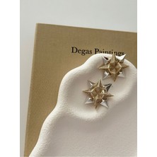 H&S Aksesuar Turkuaz Yansımalı Işıltılı Çelik Yıldız Küpe