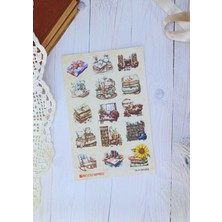 One Little Happiness Kitap Temalı Vintage Journal Sticker / Bullet Journal Scrapbook Kolaj Için Uygun