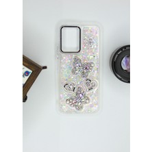 FoxPower Vivo Y16 Kılıf Kelebek Desenli Parlak Simli Kapak