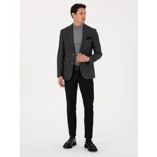 Cacharel Erkek Siyah Slim Fit İpek Kaşmir Karışımlı Mikro Desenli Blazer Ceket 50310753-VR046