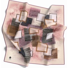 Violla Twill Batik Desenli Pembe Renkli 90X90 Eşarp (Ipek Içermez) Kenar Dikiş Şekli El Dikişli