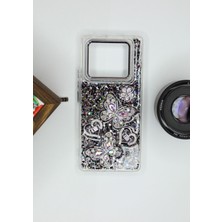 FoxPower Infinix Note 40 Pro Kılıf Kelebek Desenli Parlak Simli Kapak