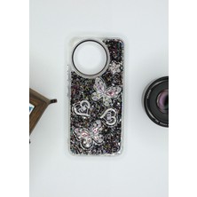 FoxPower Tecno Camon 30 Kılıf Kelebek Desenli Parlak Simli Kapak