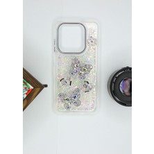 FoxPower Realme C61 / C63 Uyumlu Kılıf Kelebek Desenli Parlak Simli Kapak