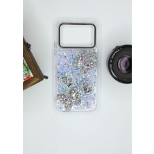 FoxPower Tecno Spark 40 Kılıf Kelebek Desenli Parlak Simli Kapak