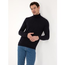 Cacharel Lacivert Slim Fit Pamuk Karışımlı Balıkçı Yaka Basic Triko Kazak 50318678 VR033