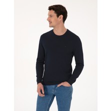 Cacharel Lacivert Slim Fit Yün Karışımlı Bisiklet Yaka Basic Triko Kazak 50318854 VR033