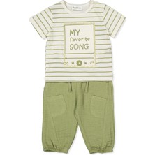 Bebetto Keten Müslin T-Shırt 2li Takım (Favorıte Song) Yeşil