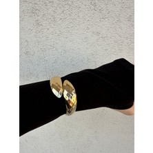 316L Çelik Gold Damla Model Kadın Kalın Kelepçe Modern Bileklik Kol Kelepçesi
