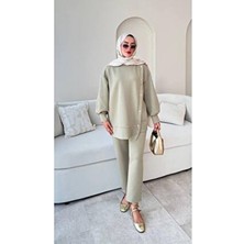 Molly Nelly Kadın Tesettür Takım Yandan Çıtçıtlı Pantolon Düz Desenli Şık Tasarım