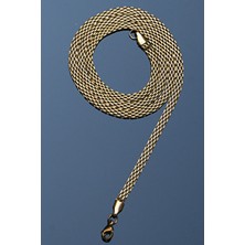 Rua Jewelry Çelik Italyan Örme Hasır Kolye 4 mm Altın Renk | Kararmaz ,unisex ,2 Yıl Garantili