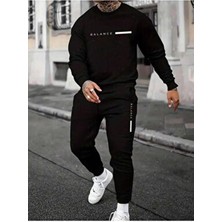 Saat Tekstil Erkek Siyah Pamuklu Oversize Eşofman Takım Uzun Kol Yazlık Konforlu Tasarım