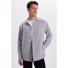 Tudors Erkek Relax Fit Rahat Kesim Yandan Flota Cep Oduncu Gri Kaşe Ceket Mont Gömlek