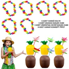 Tropikal Hawaii Parti Malzemeleri – Kolye, Pipet, Bardak Seti