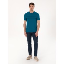 Cacharel Erkek Petrol Mavisi Slim Fit Bisiklet Yaka Triko T-shirt 50311875-VR102