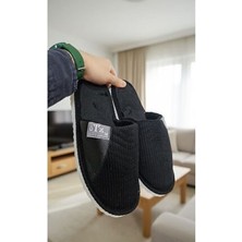Slipcat Unisex Ev Terliği Kaymaz Tabanlı Ribana Kumaş Konforlu Model Şık ve Konforlu Ev İçi Terlik Yarı Deri