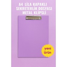 KarmaOfis A4 Lila Kapaklı Metal Klipsli Sekreterlik Dosyası 1 Adet Ölçülerle Kullanıma Uygun
