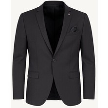 Plus Scorpion Erkek Siyah Blazer Ceket – Italyan Kesim, Tek Düğmeli, Tek Yırtmaçlı Şık Klasik Model