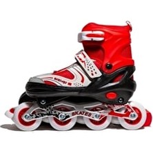 Yıldırım Oyuncak Kırmızı Ayarlanabilir 2+1+1 Alıştırma Işıklı Metal Çocuk Pateni Çanta